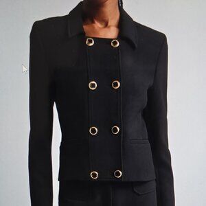 St. John Collection Double Breasted Stretch Crepe Crop Jacket